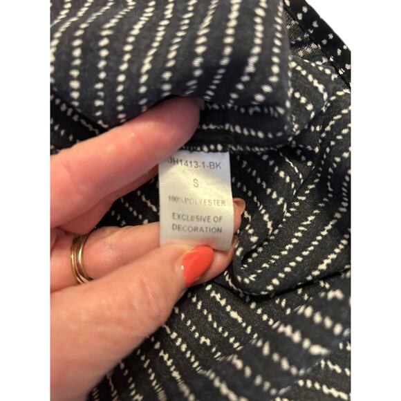 THML Black and White Striped  Dress with Floral Embroidery - Size S - Picture 10 of 13